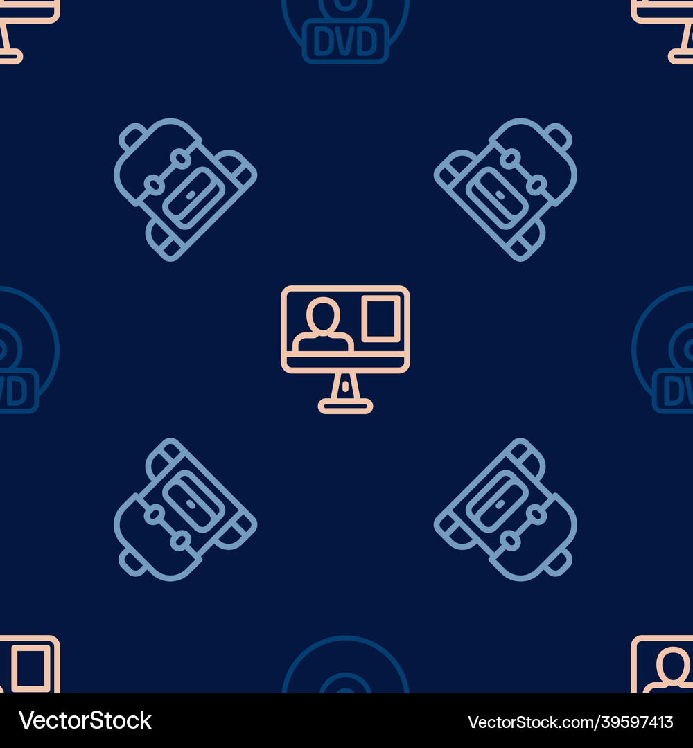Set line cd or dvd disk school backpack Royalty Free Vector