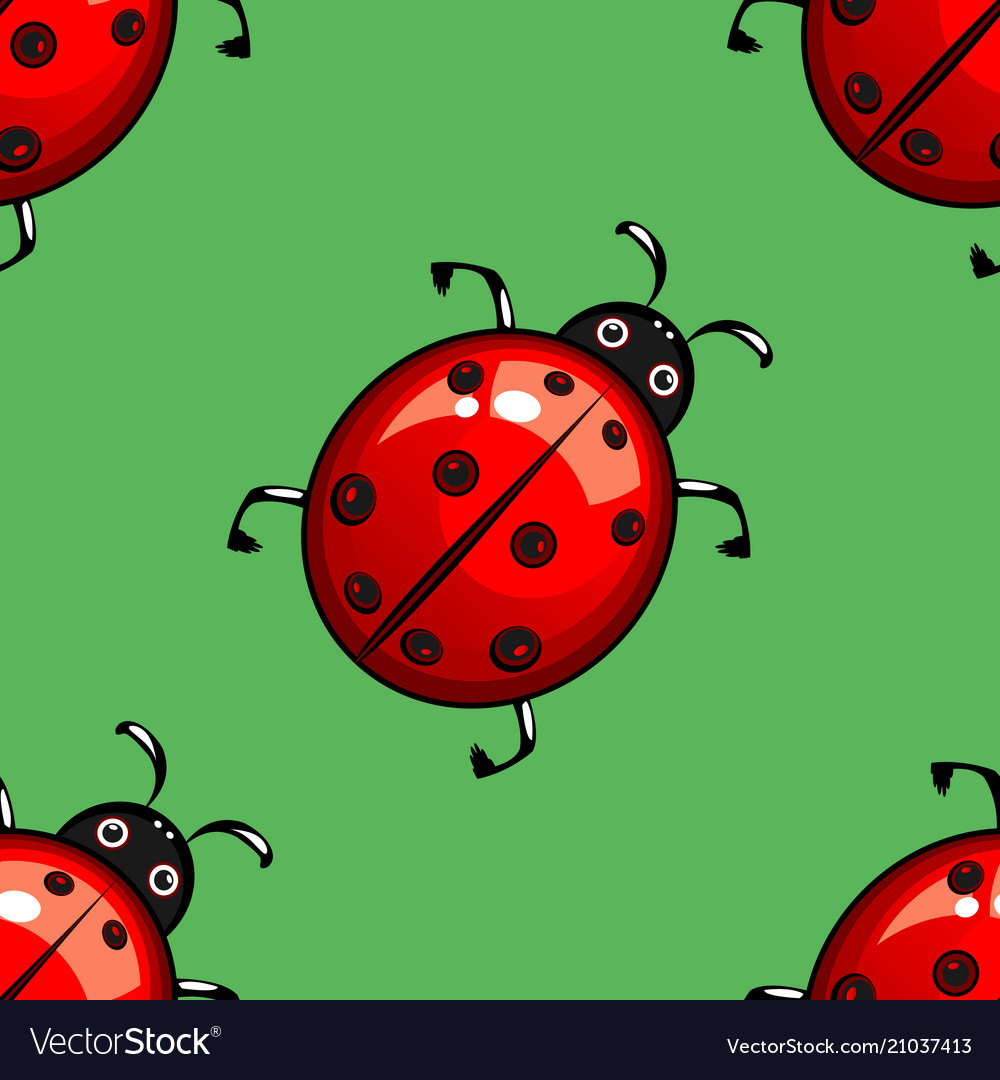 Summer seamless pattern with ladybug vector image Summer seamless pattern with ladybug