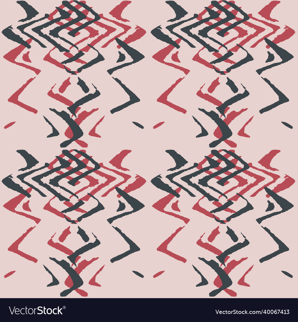 Zig zag pattern in red and anthrazit on pastel re