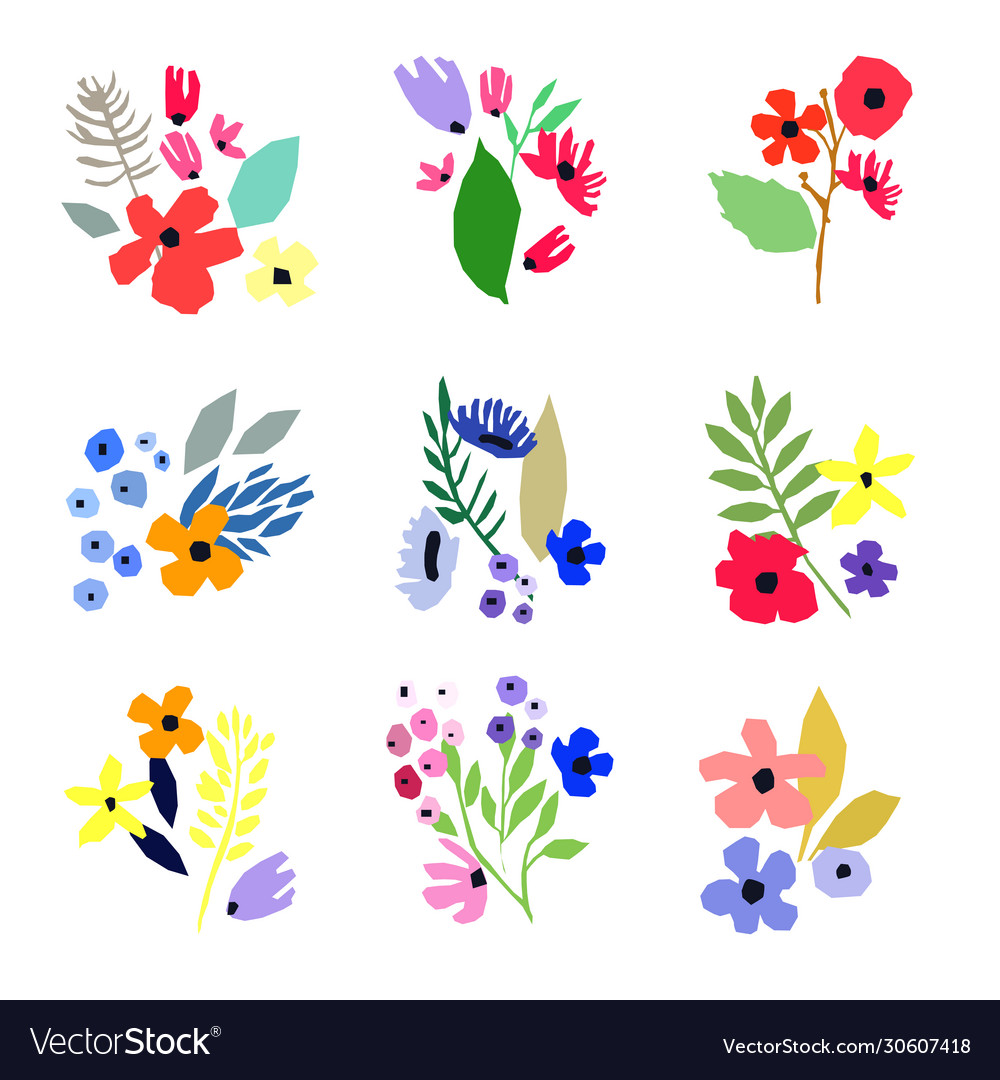 Collection flowers on white background Royalty Free Vector