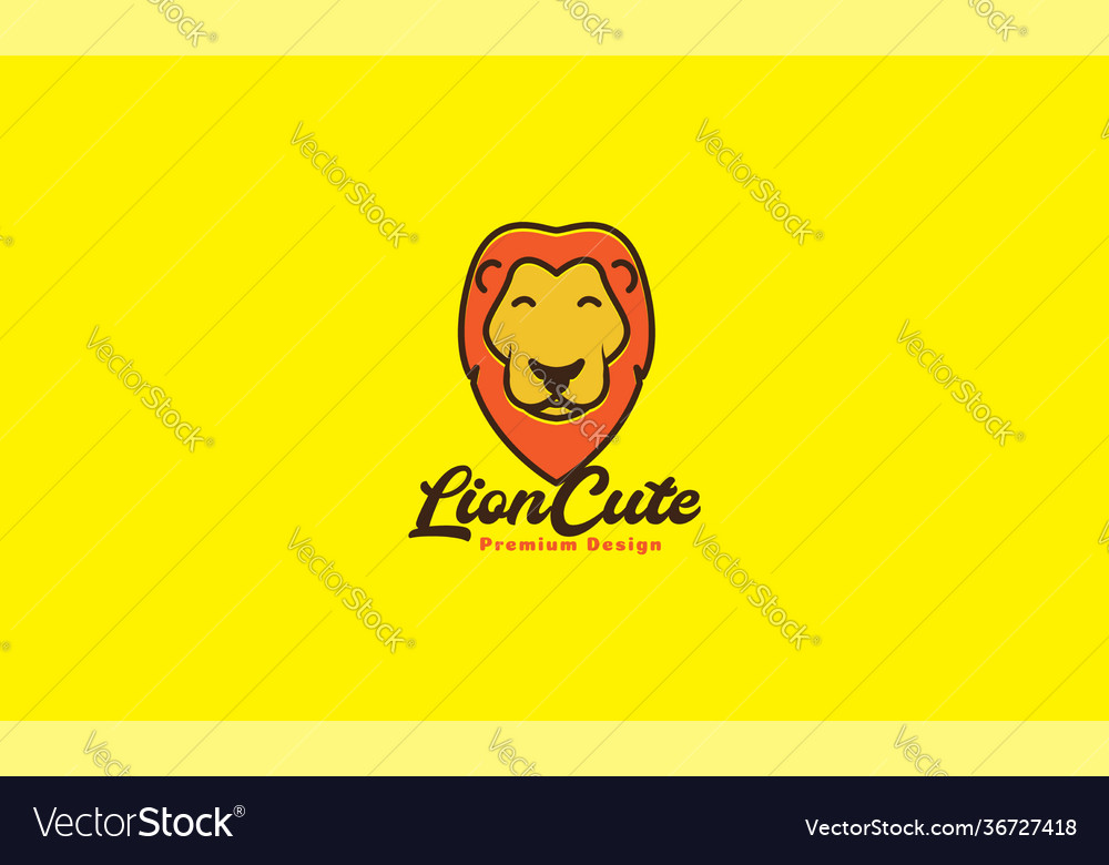 Colorful animal cartoon head lions smile logo