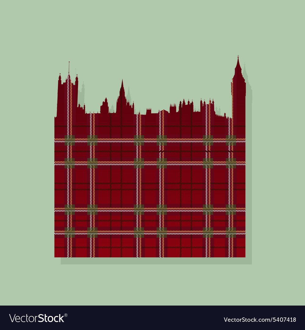 Contour of london against the scottish ornament