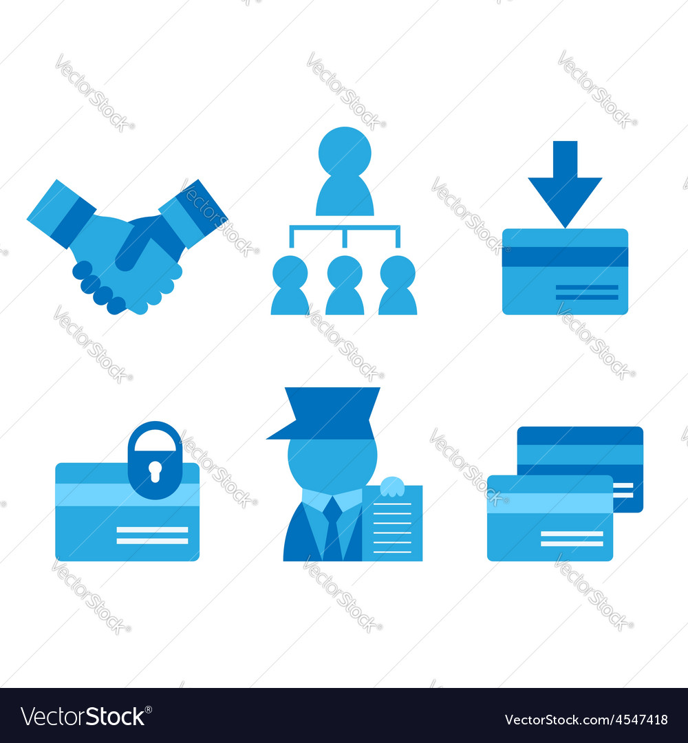 credit card business card partnerships flat icons vector image