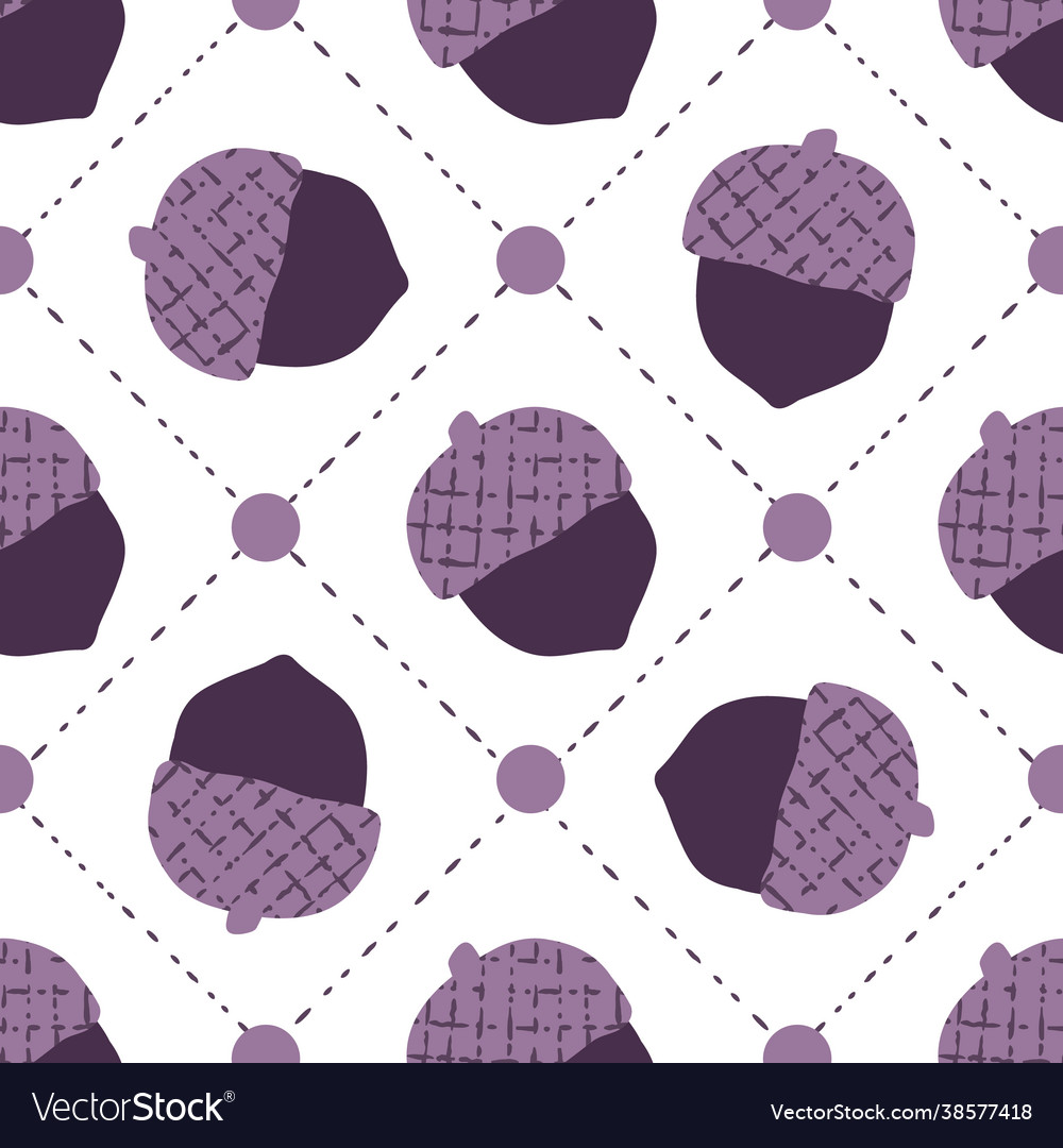 Gingham geometric purple fall acorns