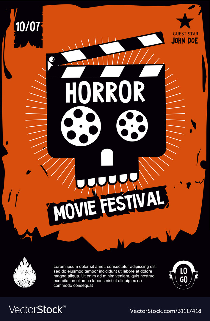 Horror movie festival cinema vintage poster Vector Image