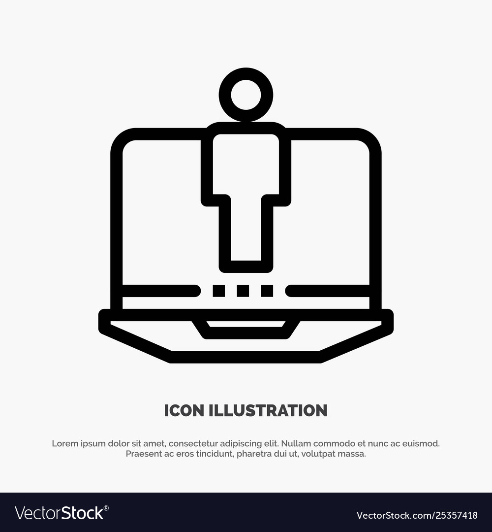 Laptop computer hardware service line icon