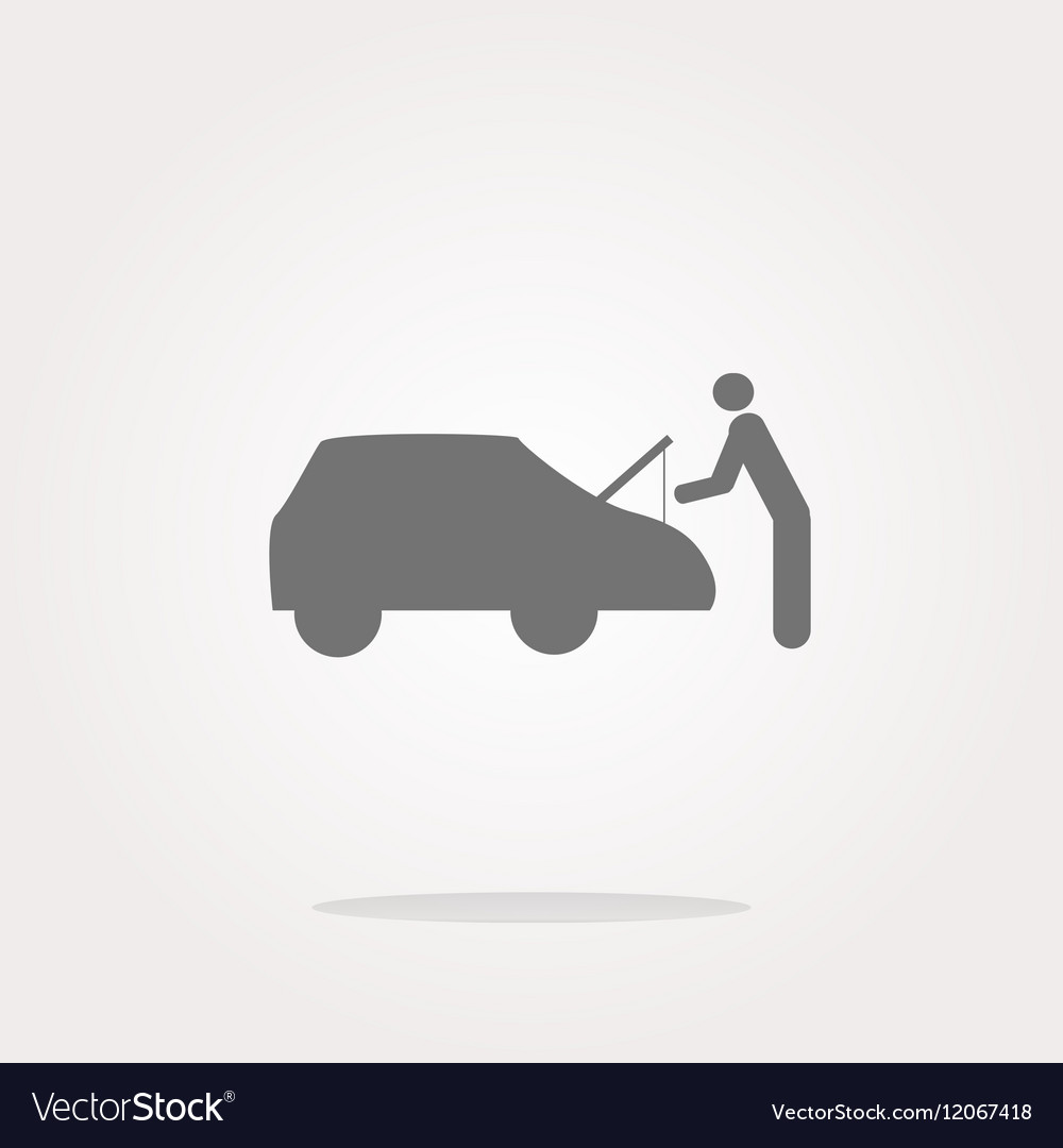 Man and car on web icon button isolated