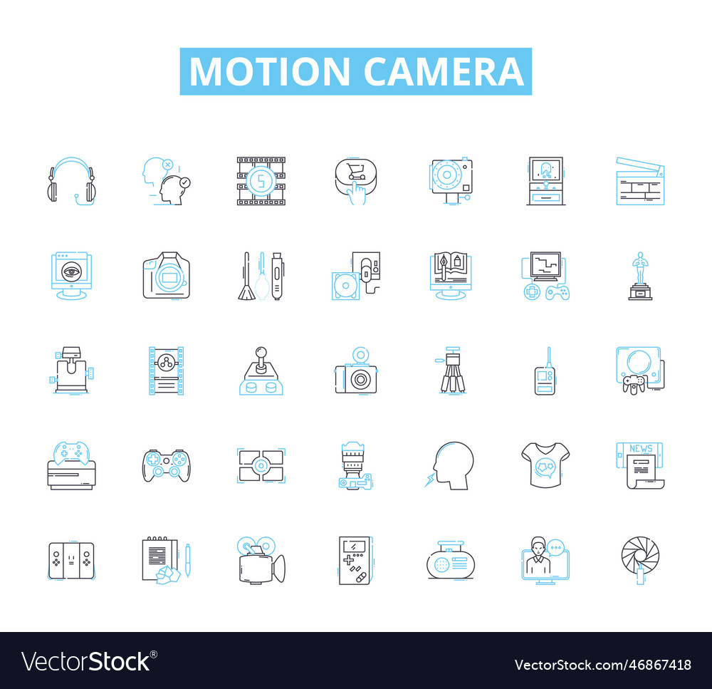 Motion camera linear icons set action adventure