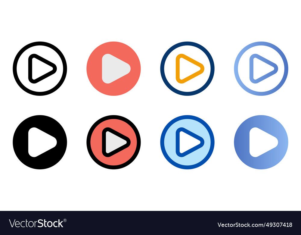 Play button icons in different style