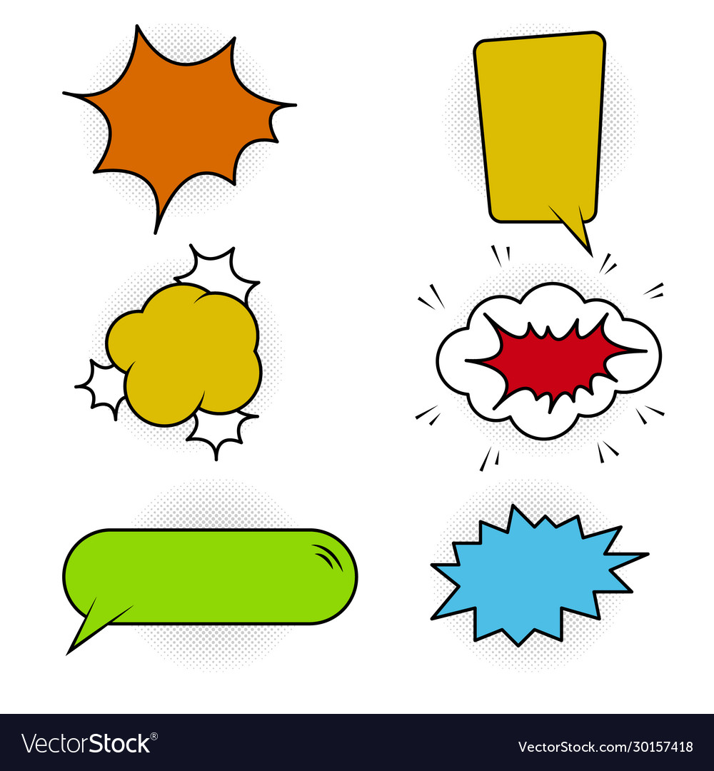Pop art clouds to insert text set vector image Pop art clouds to insert text set
