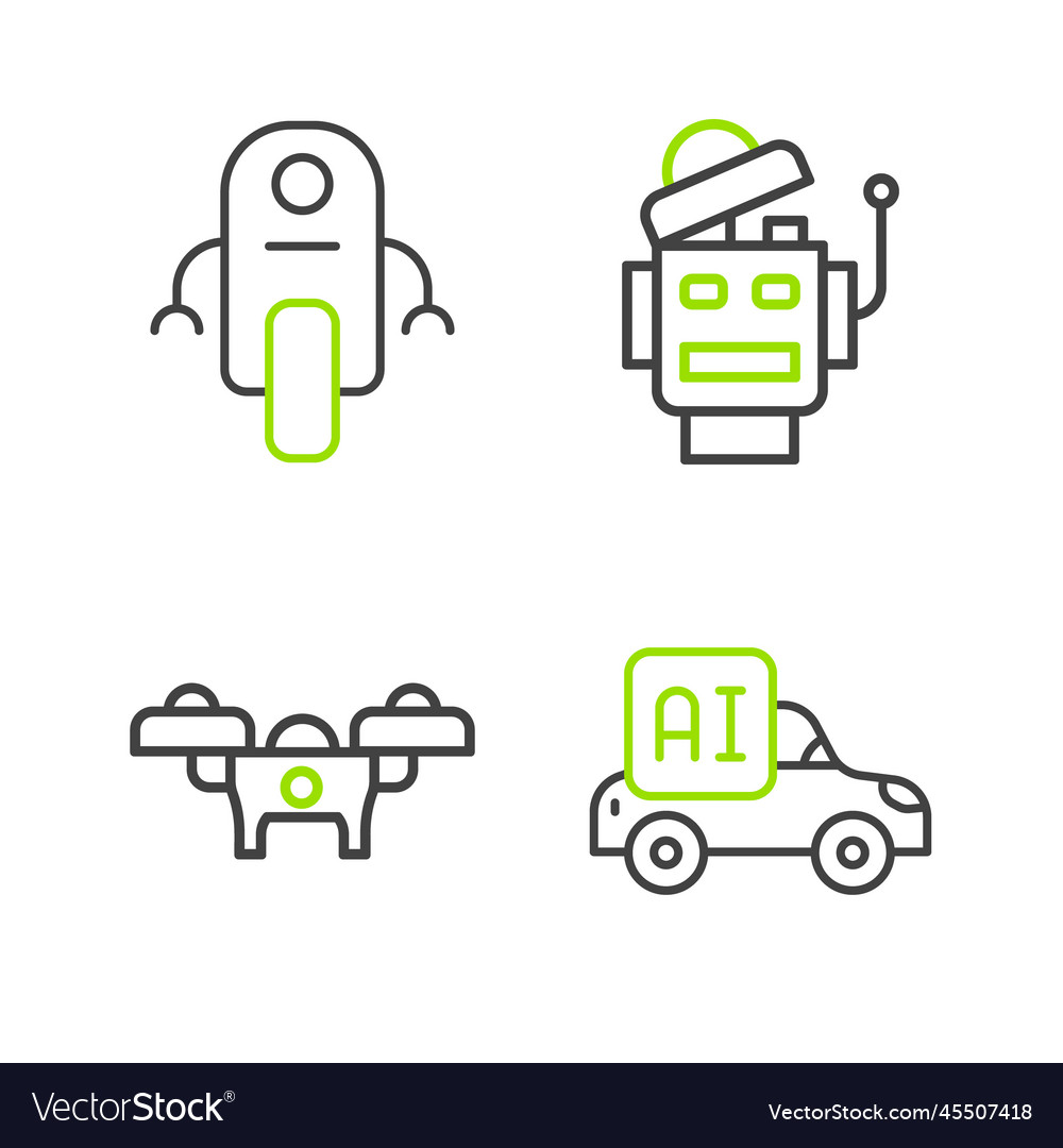 Set line autonomous smart car drone robot vector image Set line autonomous smart car drone robot