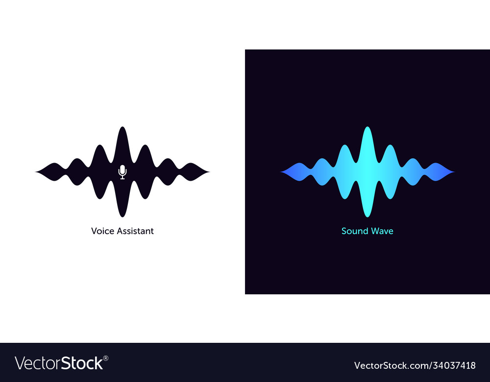 Sound wave shape with microphone for virtual vector image Sound wave shape with microphone for virtual