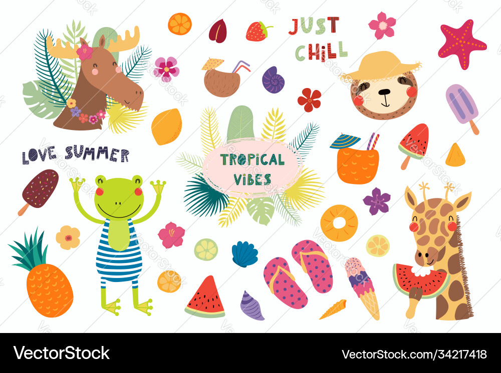 Summer elements big set Royalty Free Vector Image