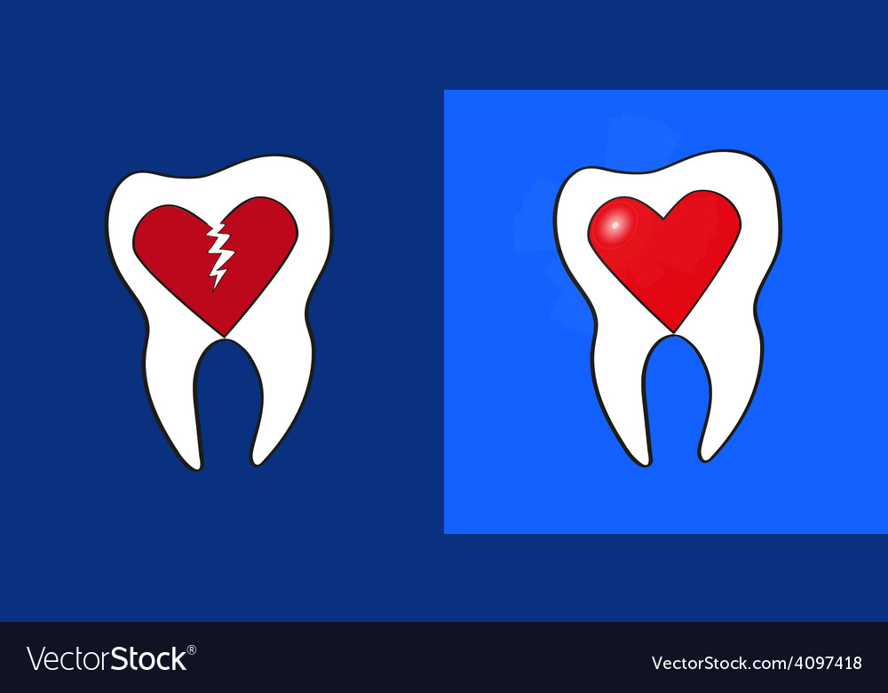 Two teeth healthy and sick