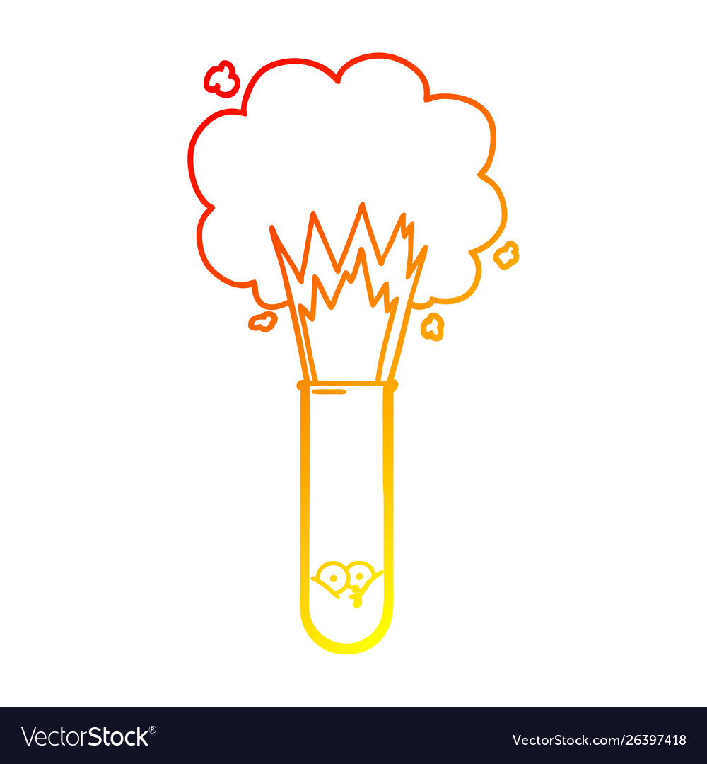 Warm gradient line drawing cartoon exploding