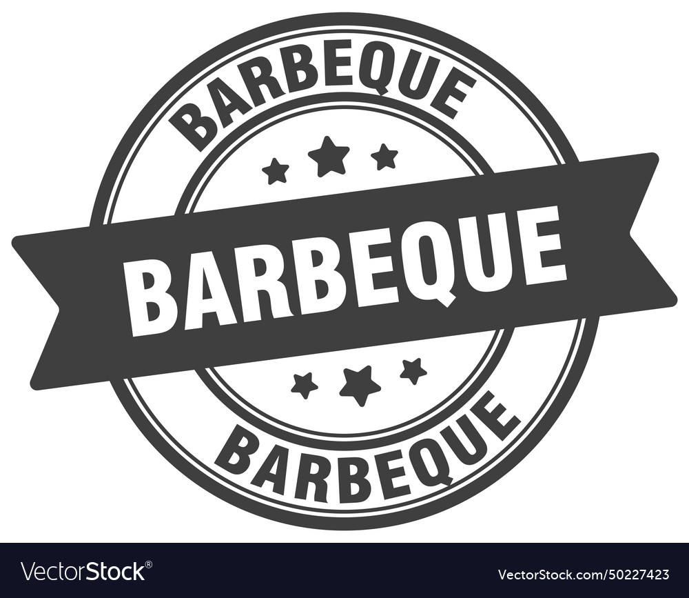 Barbecue stamp label on transparent