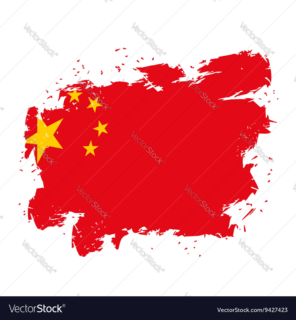 China flag grunge style on white background brush