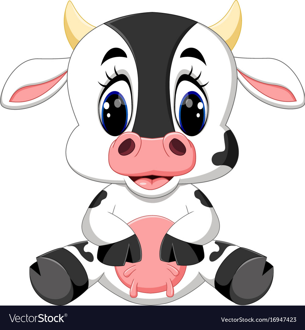  Cute  baby cow  cartoon  Royalty Free Vector Image