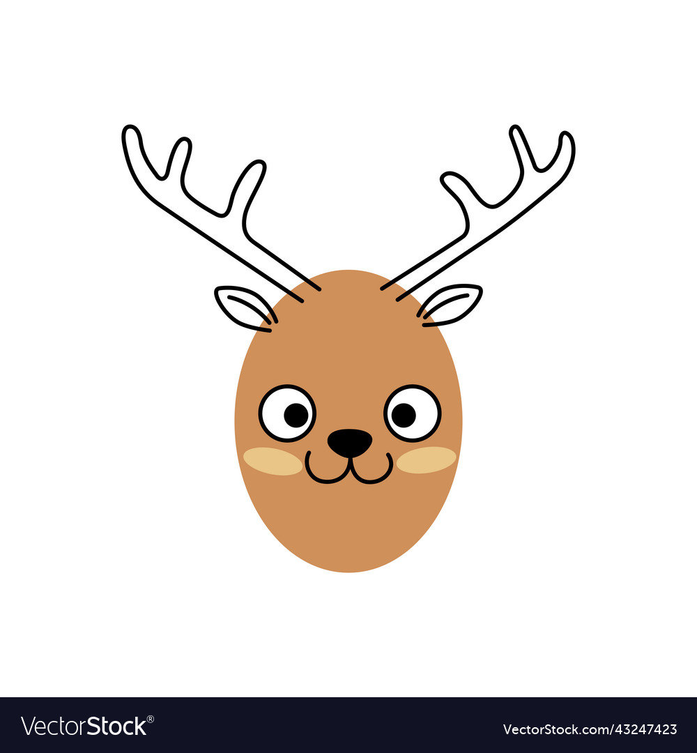 Deer face isolated on white cute animal Royalty Free Vector