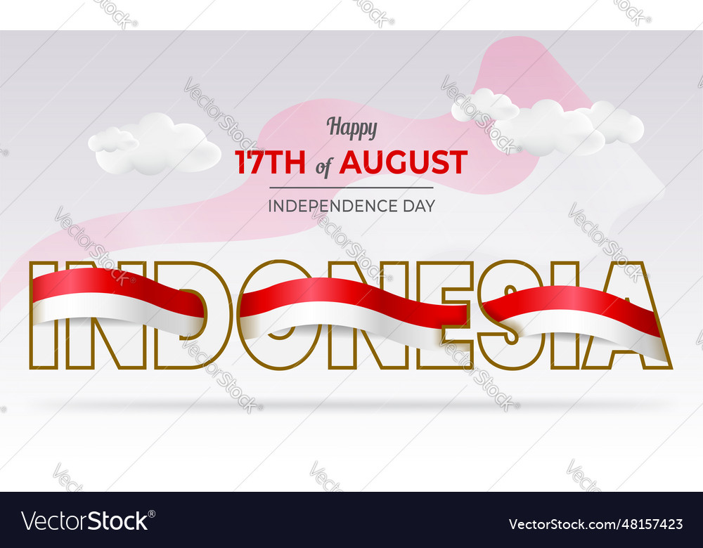 Flag Bubble Effect In Indonesian Text For Vector Image