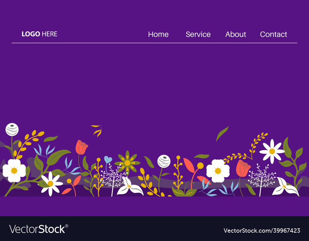 Floral landing page website template design