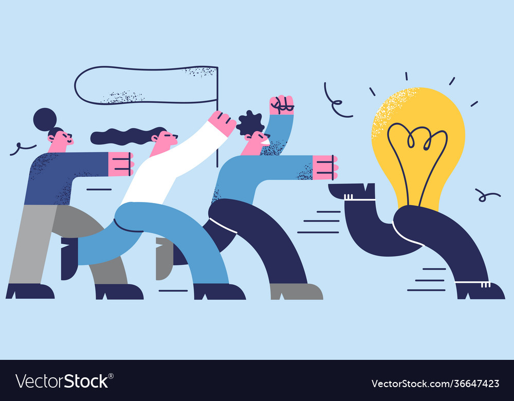 Idea running away searching for solutions concept vector image Idea running away searching for solutions concept