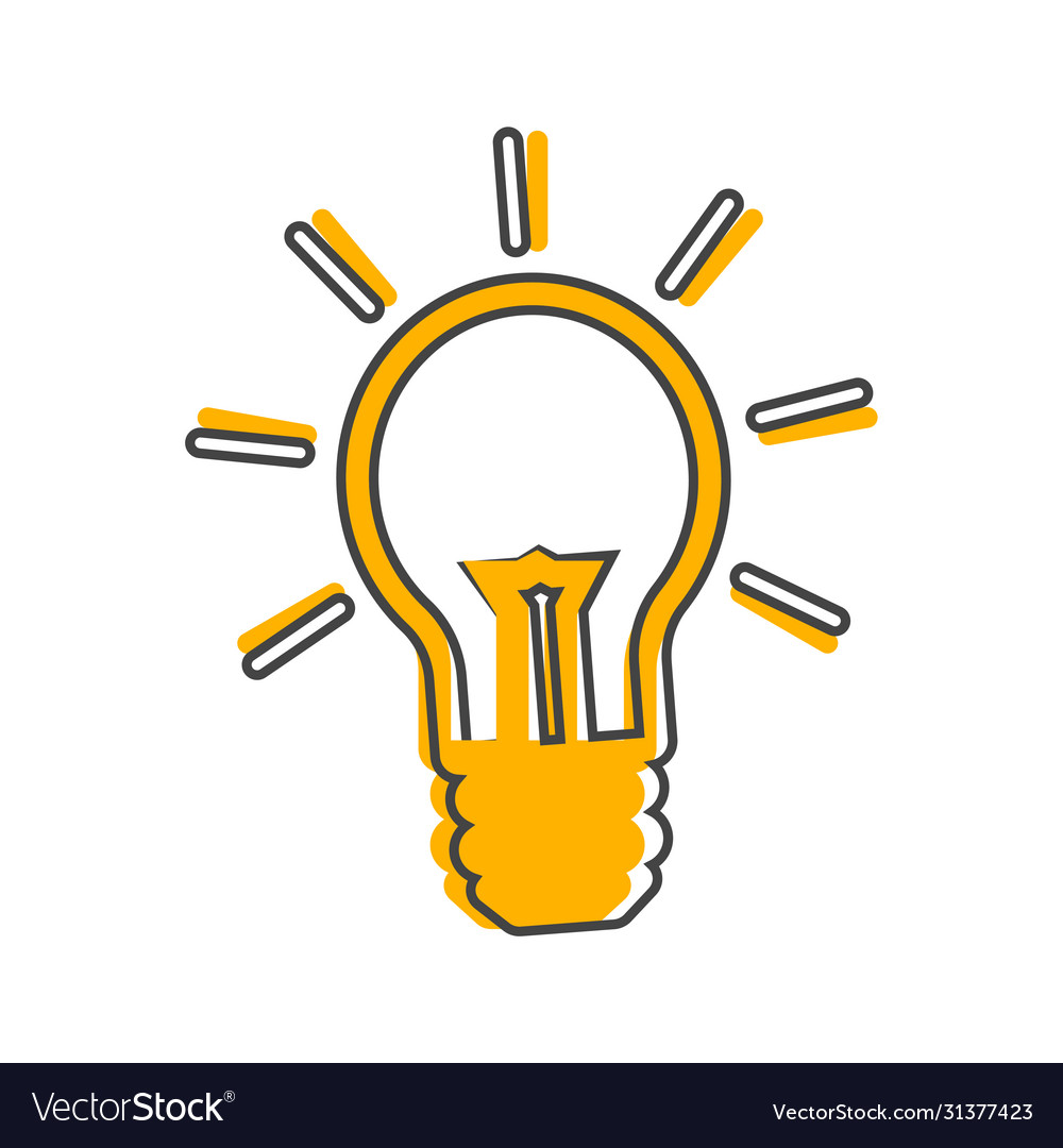 Image lamp light bulb cartoon style on white