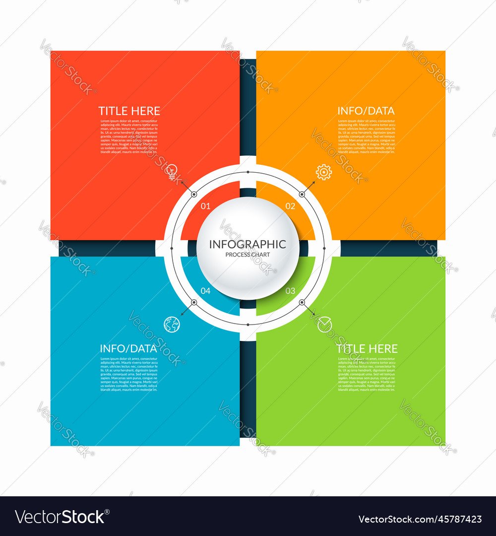 Square For Infographics. Minimalistic Chart, Diagram With 4 Steps, Parts.  Vector Design Template. Royalty Free SVG, Cliparts, Vectors, and Stock  Illustration. Image 58718167.