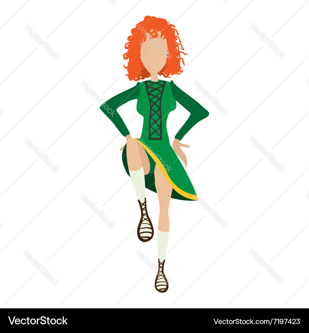 Irishstep dancer girl cartoon Royalty Free Vector Image