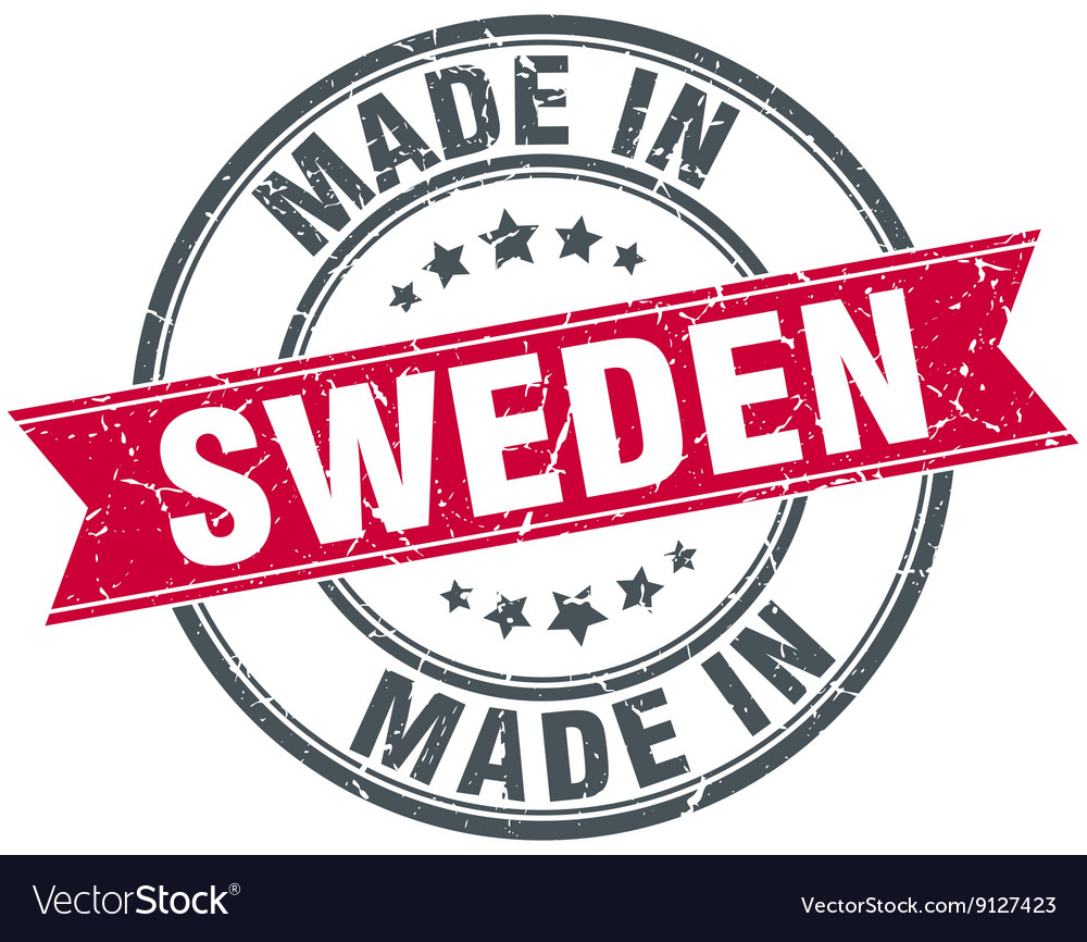 Made in sweden red round vintage stamp