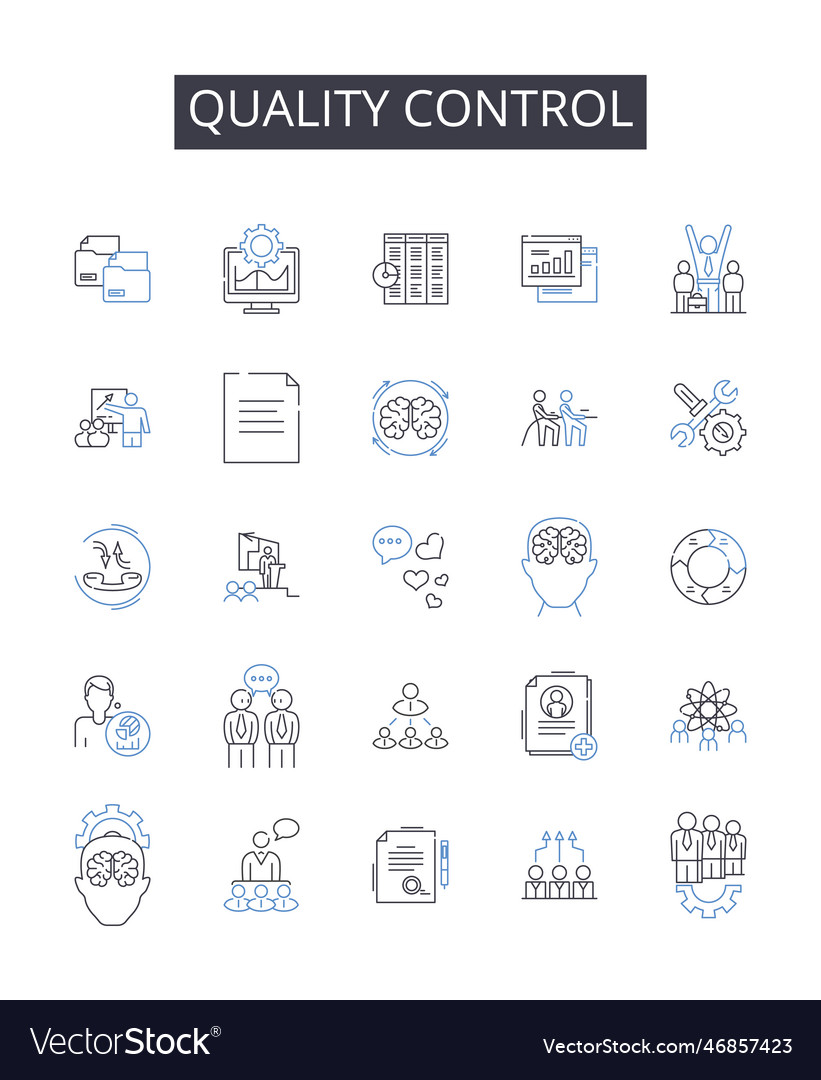 Quality control line icons collection circuit vector image Quality control line icons collection circuit