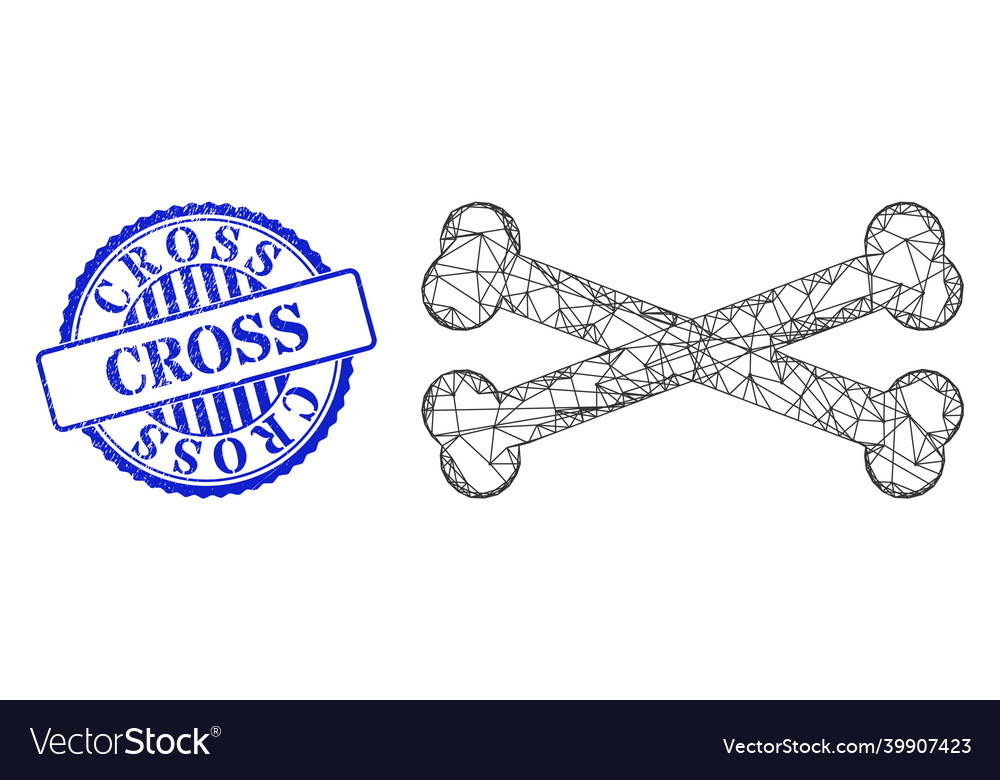 Textured cross stamp and net bones web mesh vector image Textured cross stamp and net bones web mesh