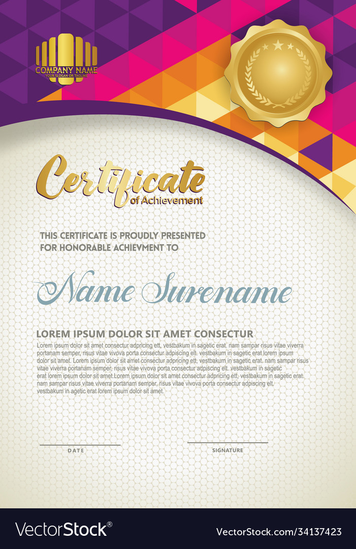 Vertical certificate template with triangle