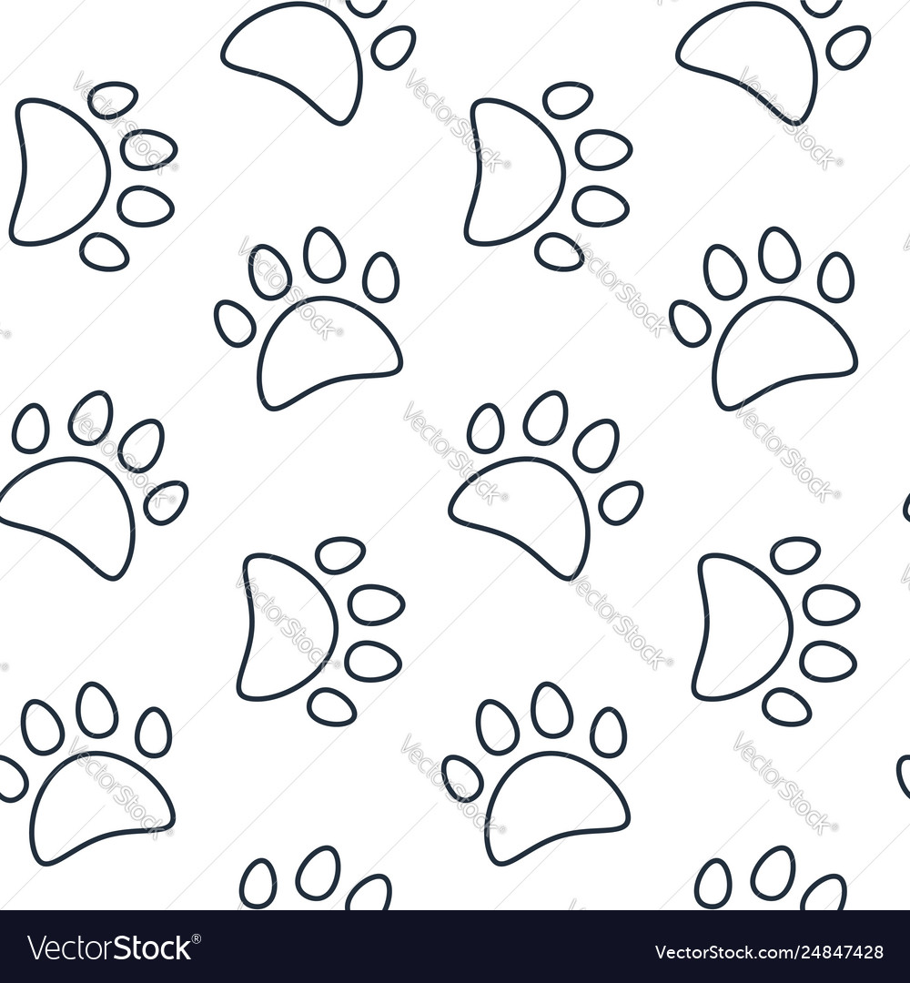 Animal seamless pattern paw footprint vector image Animal seamless pattern paw footprint