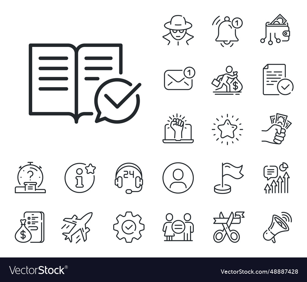 Approved documentation line icon accepted vector image Approved documentation line icon accepted