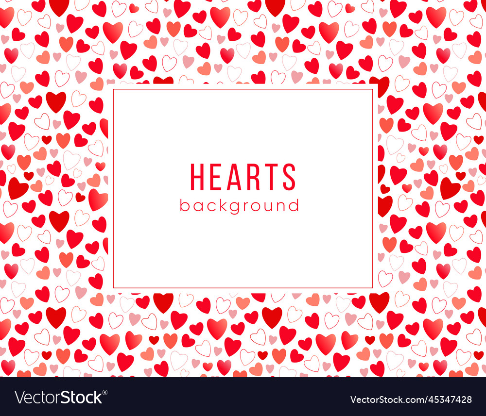 Background with hearts in pink and red colors Vector Image