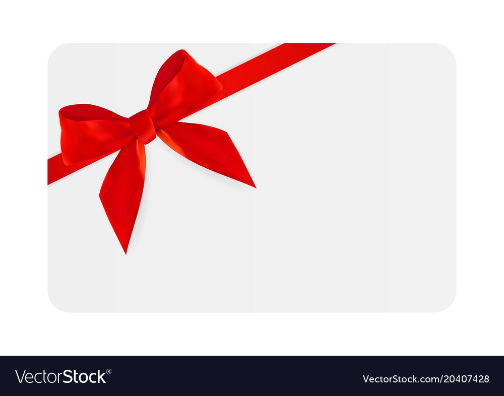 blank gift card template with red bow and ribbon vector image blank gift cards