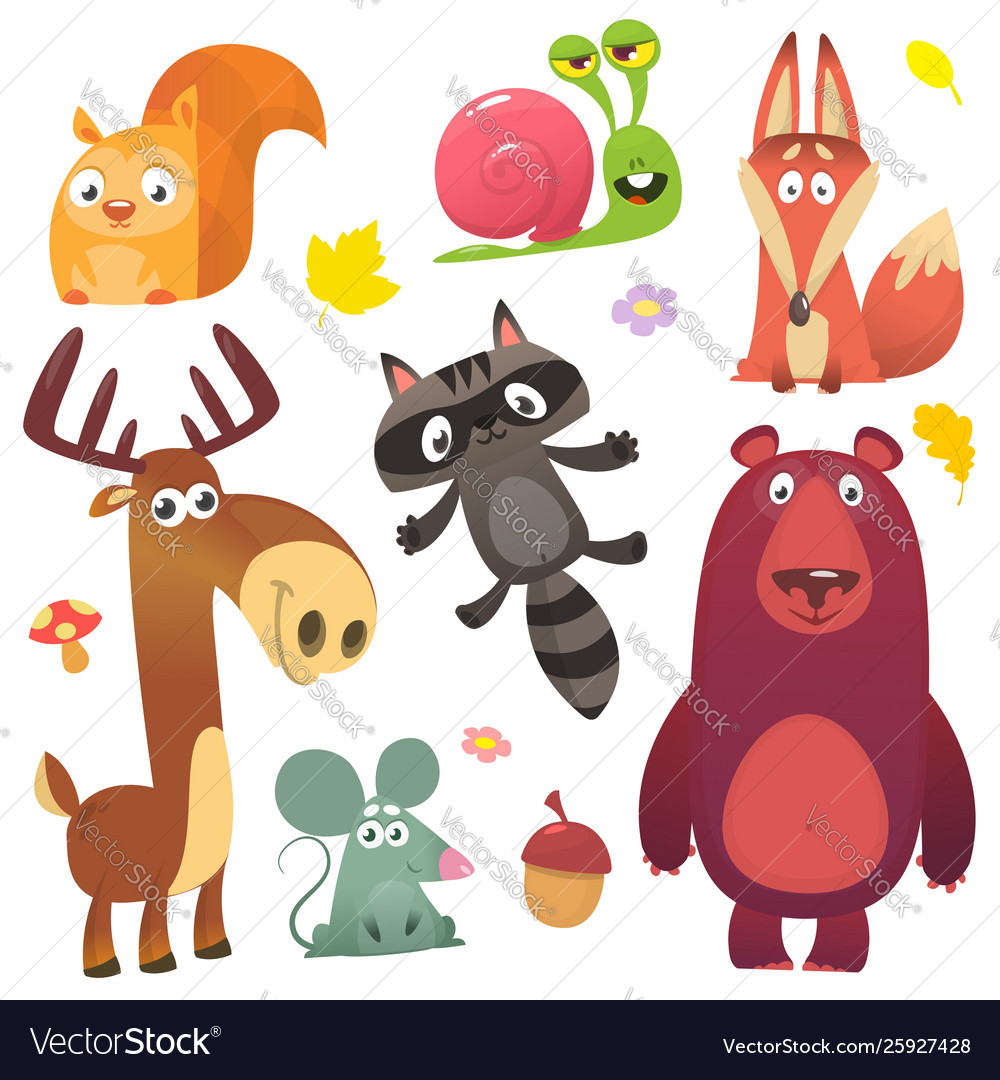 Cartoon forest animal characters