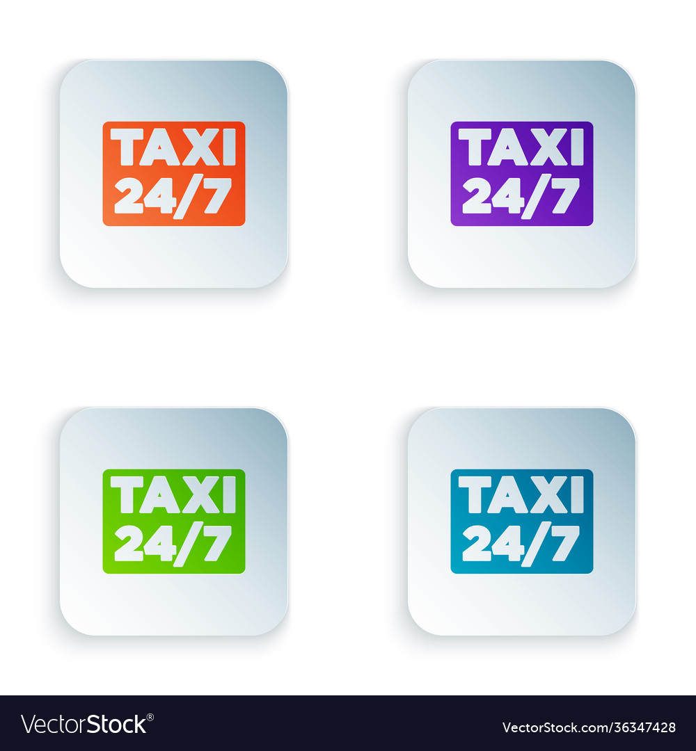 Color map pointer with taxi icon isolated on white