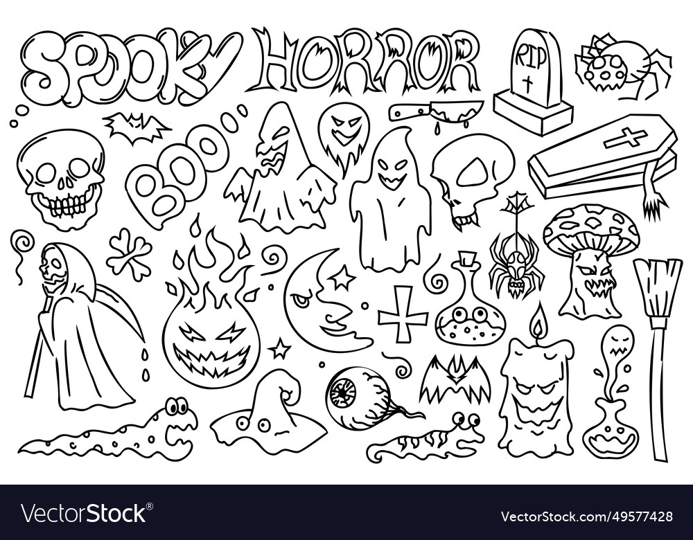 Halloween linear set Royalty Free Vector Image