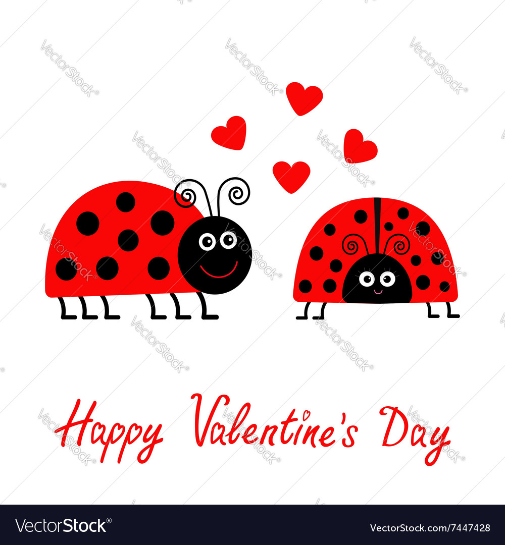 Happy valentines day love card two cartoon pink