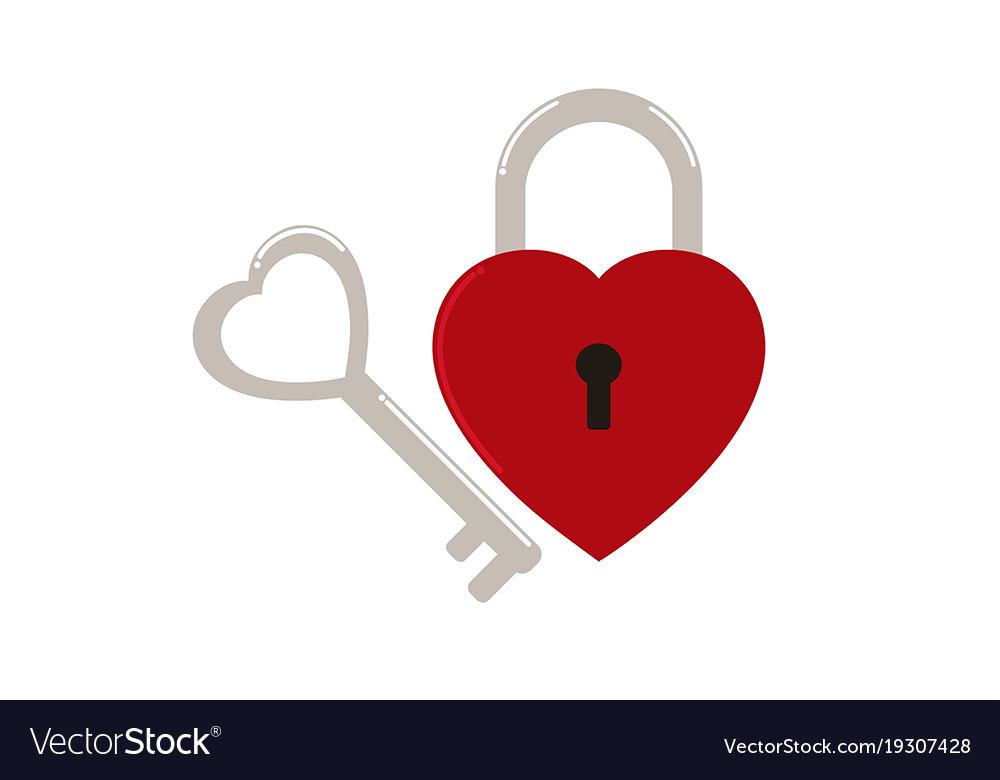 Heart shape padlock with key