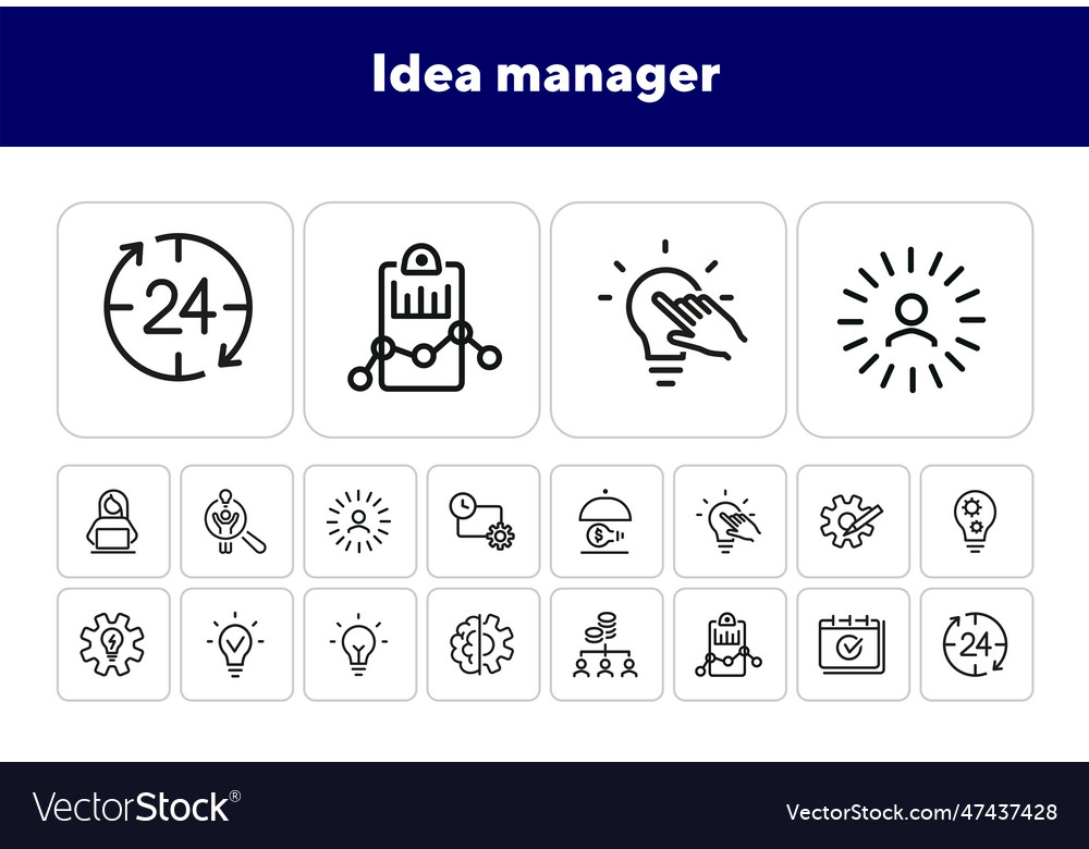 Idea manager line icon set