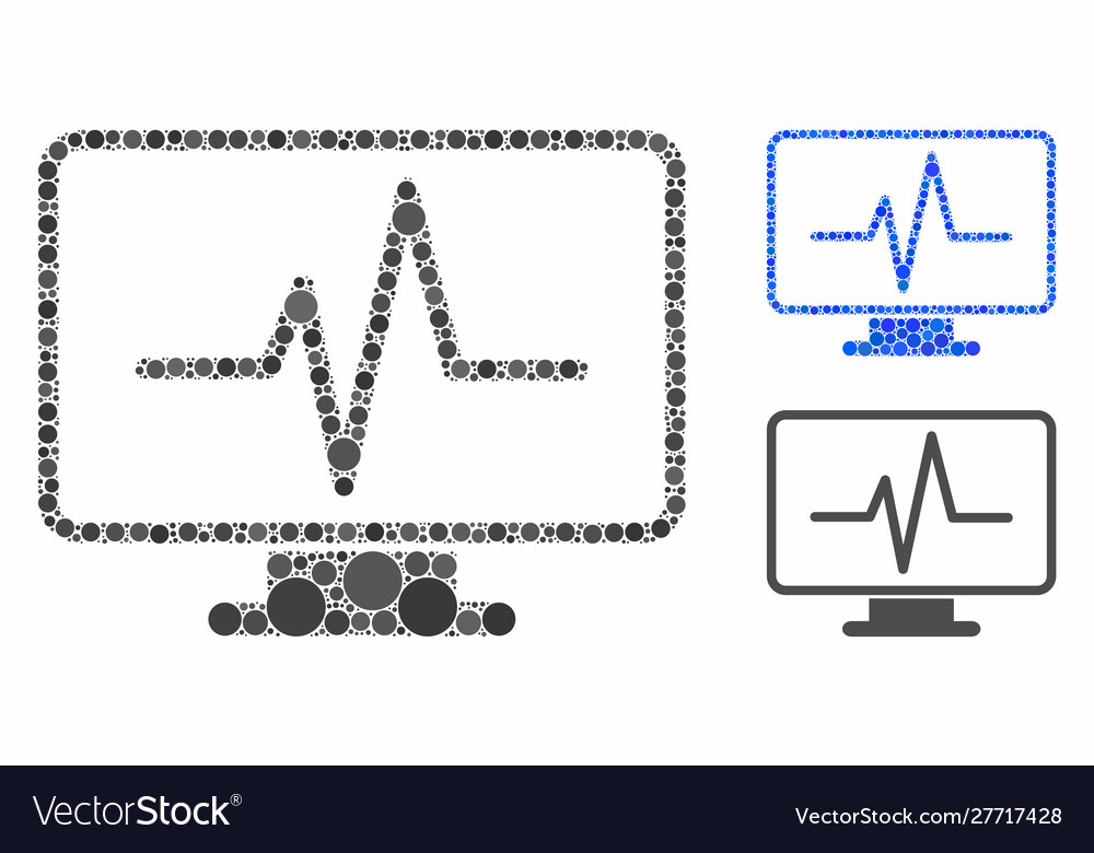 Line chart monitoring mosaic icon circle dots vector image Line chart monitoring mosaic icon circle dots
