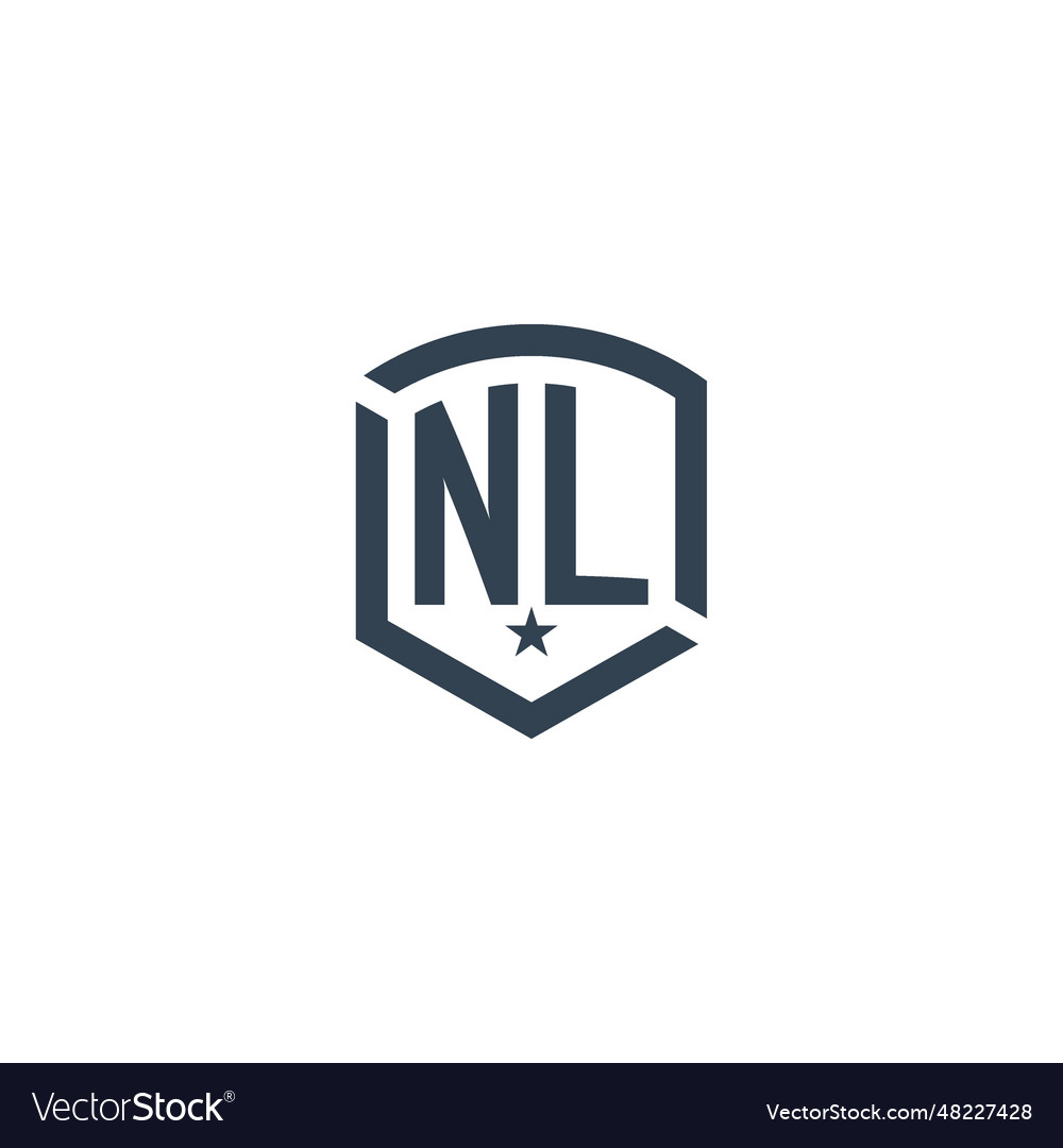 Monogram nl star shield logo design inspiration