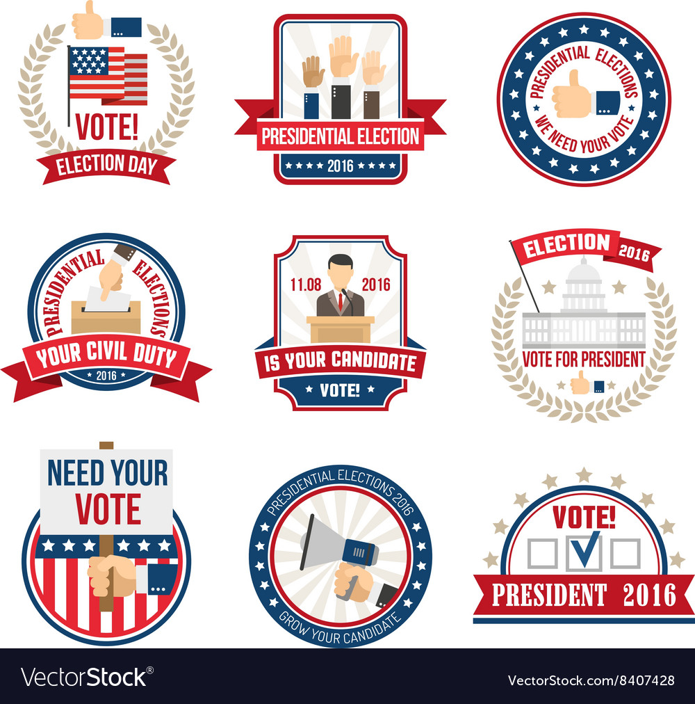 Presidential Election Labels Royalty Free Vector Image