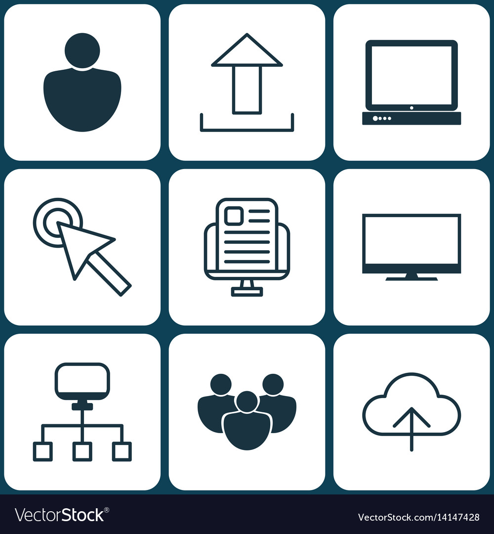 Set of 9 web icons includes cursor tap display