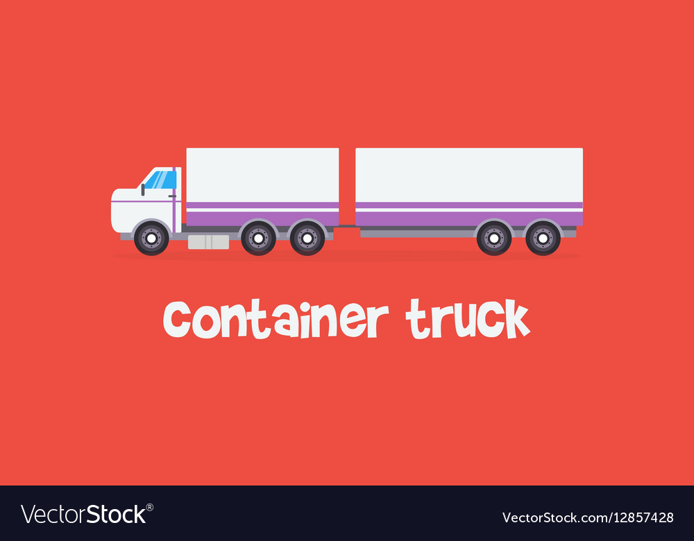 Style container truck on red backgrounds