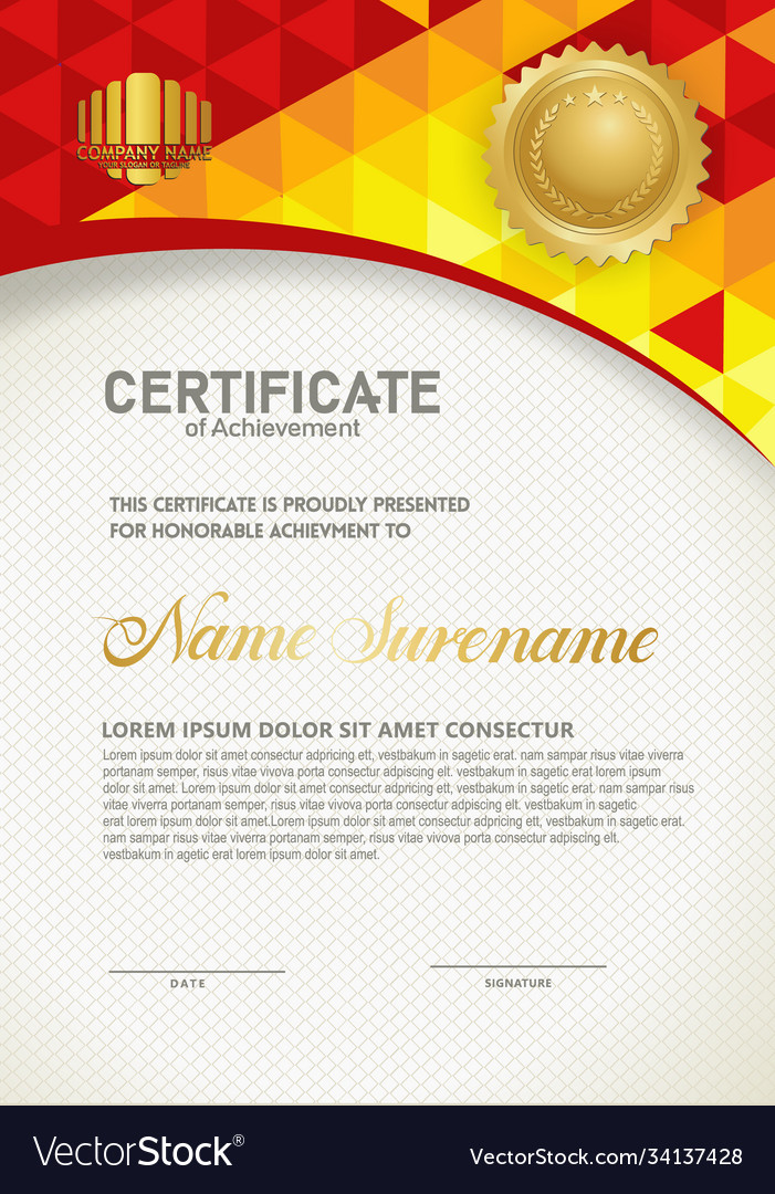 Vertical certificate template with triangle