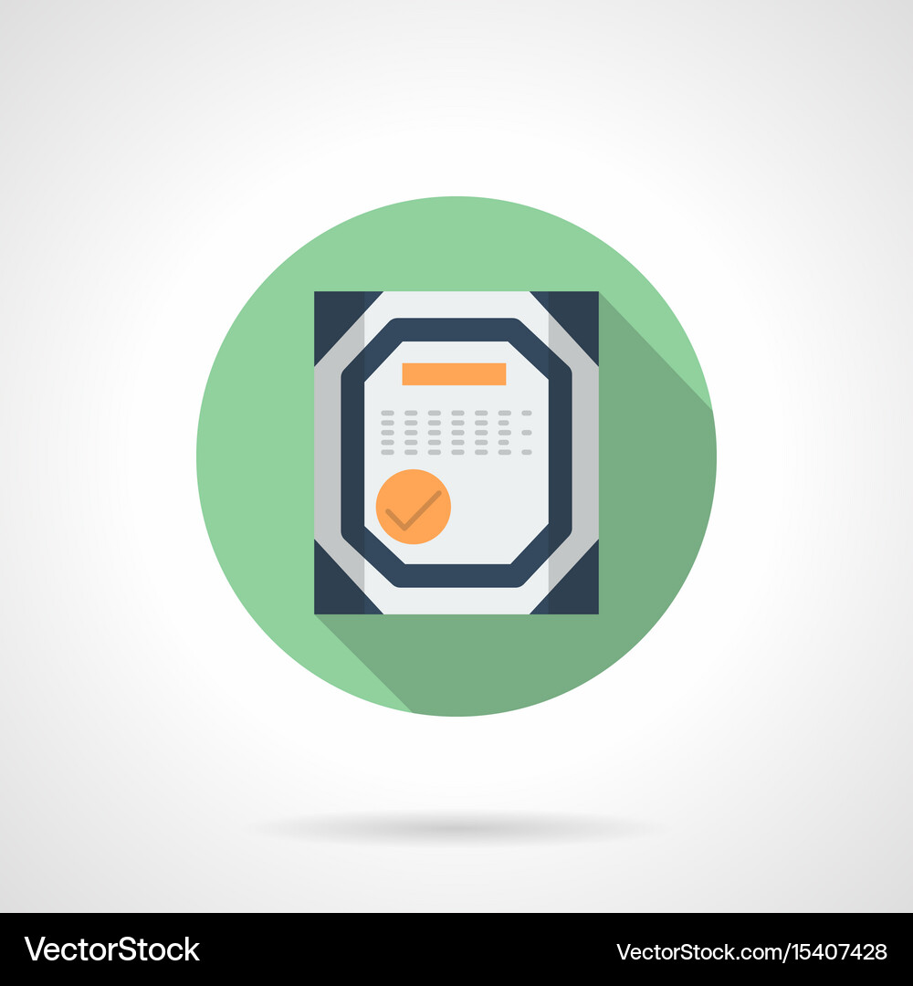 Workshop certificate flat round icon Royalty Free Vector